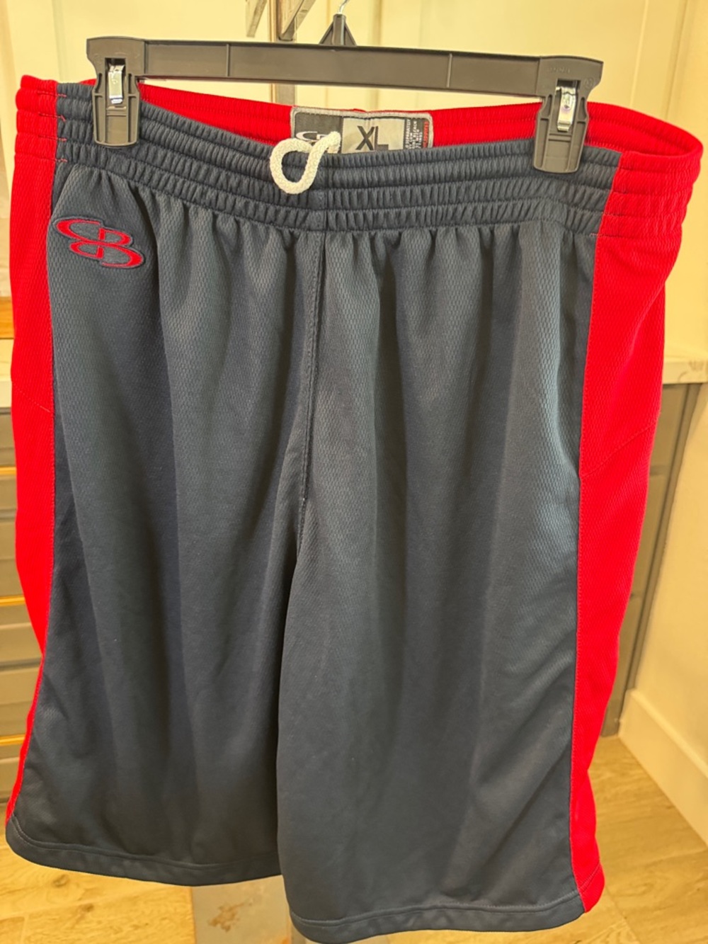 Men's Athletic Shorts in Navy with Red Side Panels